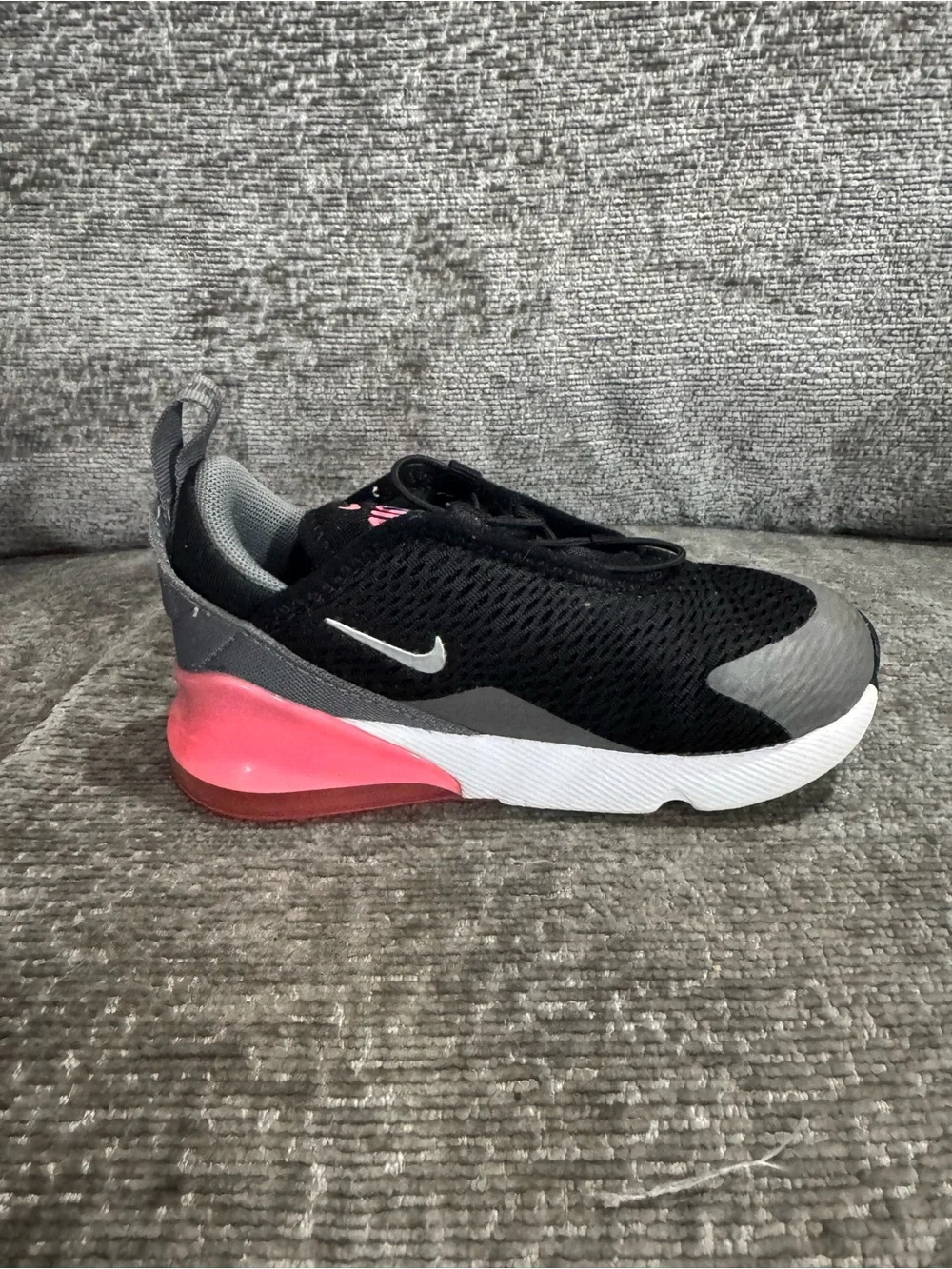 Nike Air Max 270 GS Black Gray Pink Training Sneakers Size 9C